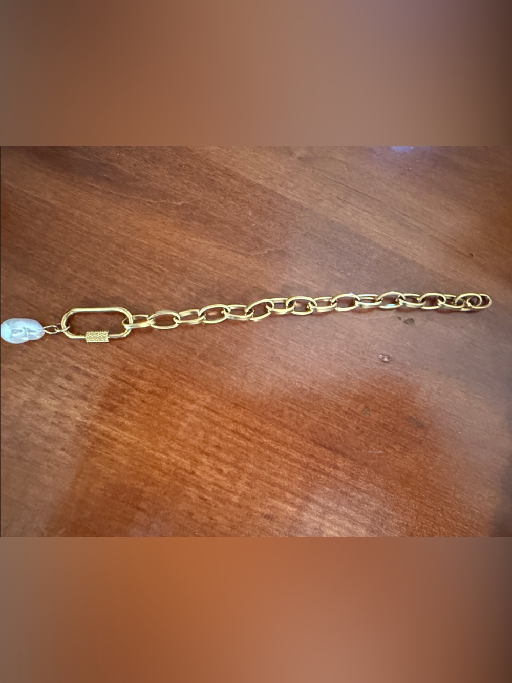Plunder Gold Chain Link Bracelet with Pearl Charm